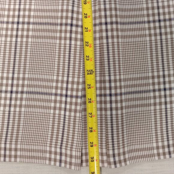 Women's Plaid Skirt Midi Pleated Tan White Black Cotton Blend A-Line Vtg Size 12 - Picture 4 of 6